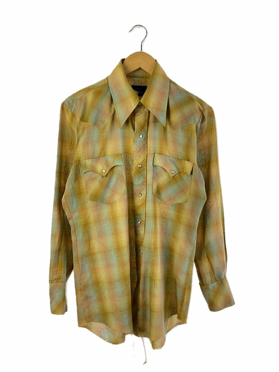 【中古】Champion◆長袖シャツ/--/--/YLW/オンブレCK/70s【メンズウェア】