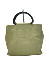 【中古】CHANEL◆ウッドハンドル/ココマーク/ハンドバッグ/レザー/BEG【バッグ】