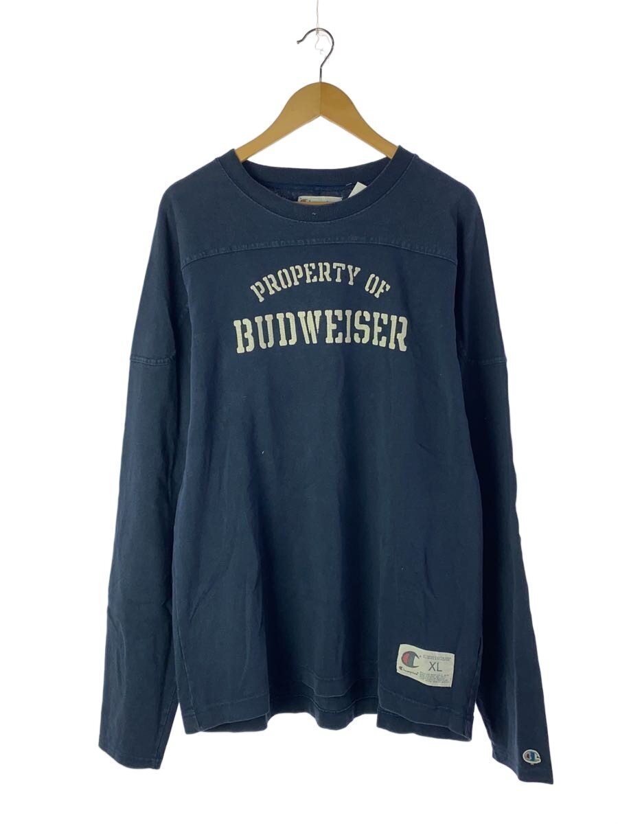 Champion◆PROPERTY OF BUDWEISER/長袖Tシャツ/XL/コットン/NVY