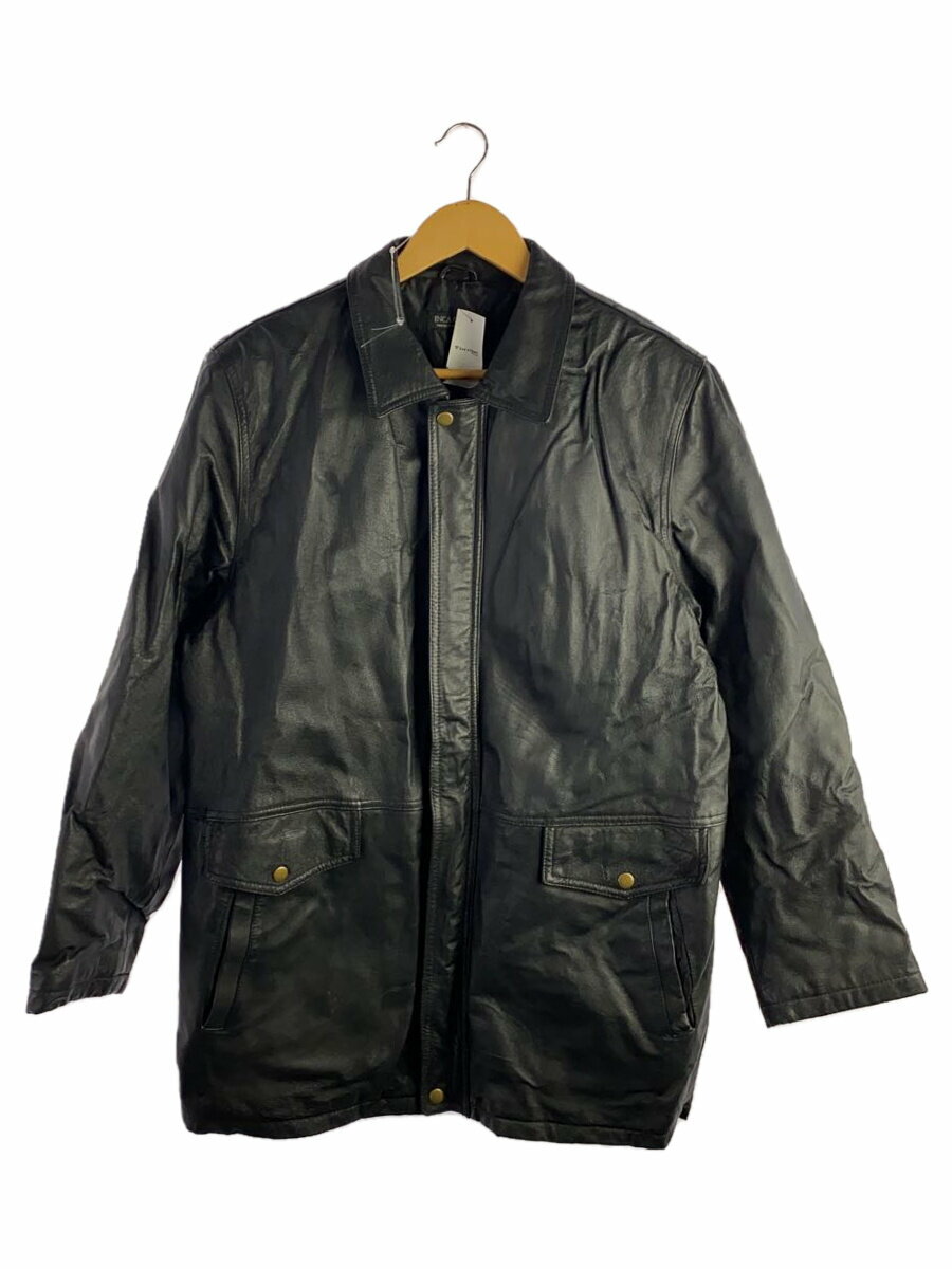 【中古】inca camel/レザージャケット・ブルゾン/L/レザー/BLK/無地/104009【メンズウェア】