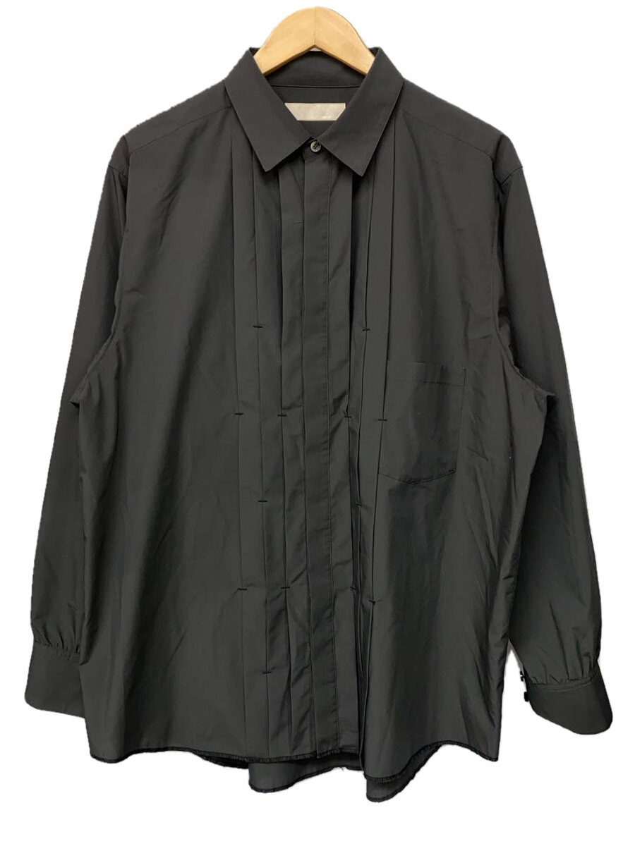 【中古】meagratia◆Pleats Shirt/プリーツ長袖シャツ/2/ポリエステル/GRY/無地/25271-0505【メンズウェア】