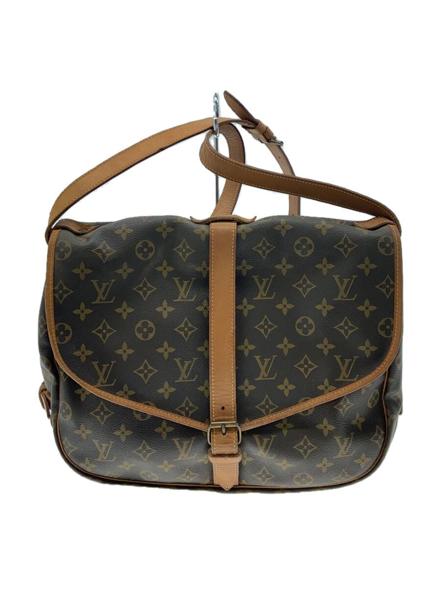 【中古】LOUIS VUITTON◆1)ソミュール35_モノグラム・キャンバス_BRW/PVC/BRW【バッグ】