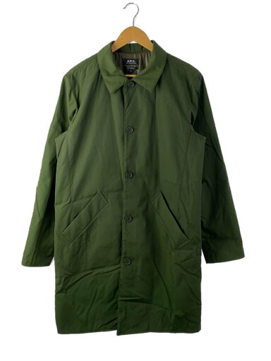 【中古】A.P.C.◆ステンカラーコート/L/ポリエステル/グリーン【メンズウェア】 【中古】A.P.C.◆ステンカラーコート/L/ポリエステル/グリーン【メンズウェア】