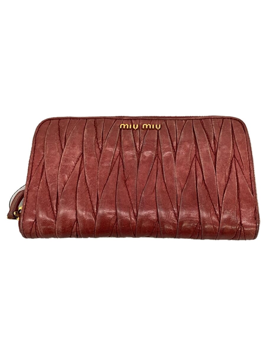 【中古】MIU MIU◆長財布/レザー/RED/�