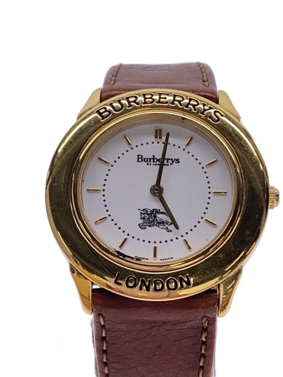 【中古】BURBERRYS◆クォーツ腕時計/アナログ/WHT/BRW/4200AG【服飾雑貨他】
