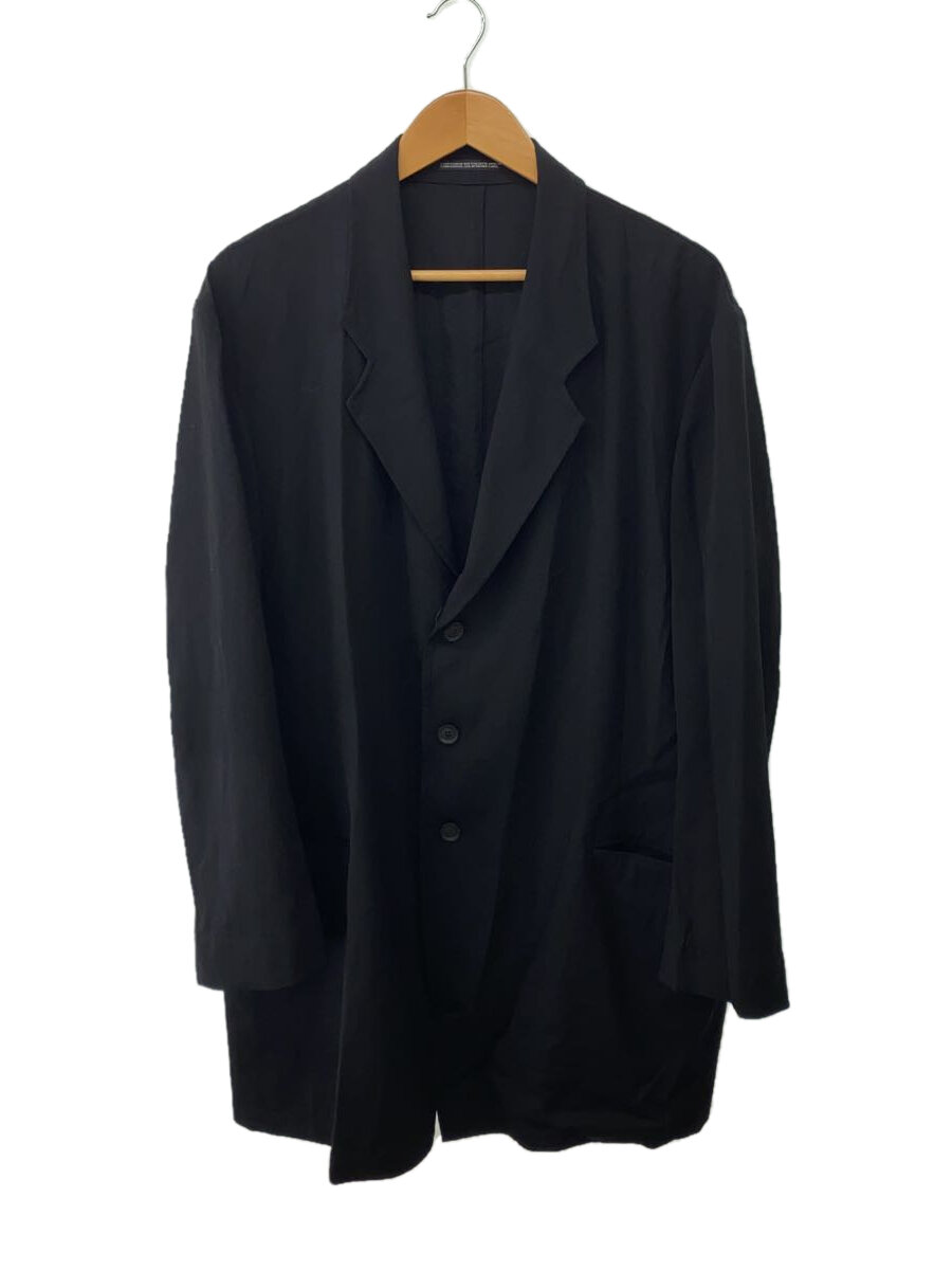 【中古】yohji yamamoto POUR HOMME◆WOOL GABARDINE ASYMMETRY LAPEL JACKET/2/ウール/BLK/HP-J07-100【メンズウェア】