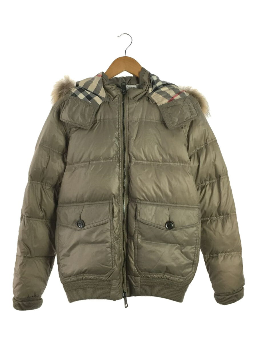 【中古】BURBERRY BRIT◆ダウンジャケット/L/ナイロン/BEG【レディースウェア】