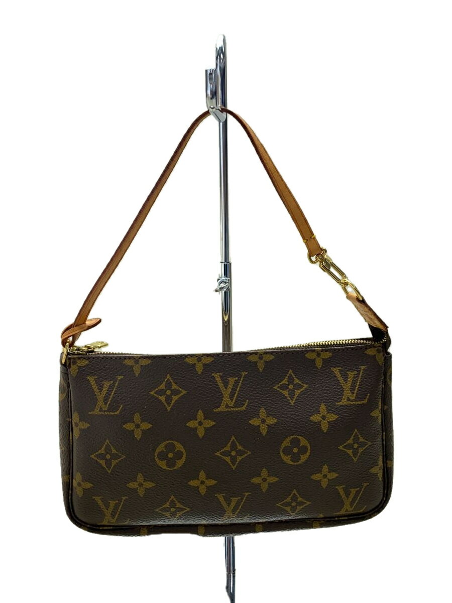 【中古】LOUIS VUITTON◆1)ポシェット・アクセソワール_モノグラム・キャンバス_BRW/PVC/BRW【バッグ】