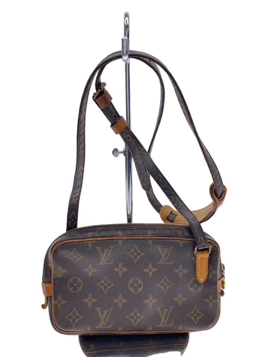 【中古】LOUIS VUITTON◆ポシェット・マルリー・バンドリエール_モノグラム・キャンバス_BRW/PVC/BRW【バッグ】