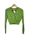 【中古】MARITHE FRANCOIS GIRBAUD◆W METALLIC MG LOGO RIBBED CARDIGAN/S/アクリル/GRN【レディース...