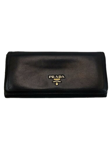 【中古】PRADA◆長財布/レザー/BLK/無地/レディース/変色有り【服飾雑貨他】 【中古】PRADA◆長財布/レザー/BLK/無地/レディース/変色有り【服飾雑貨他】