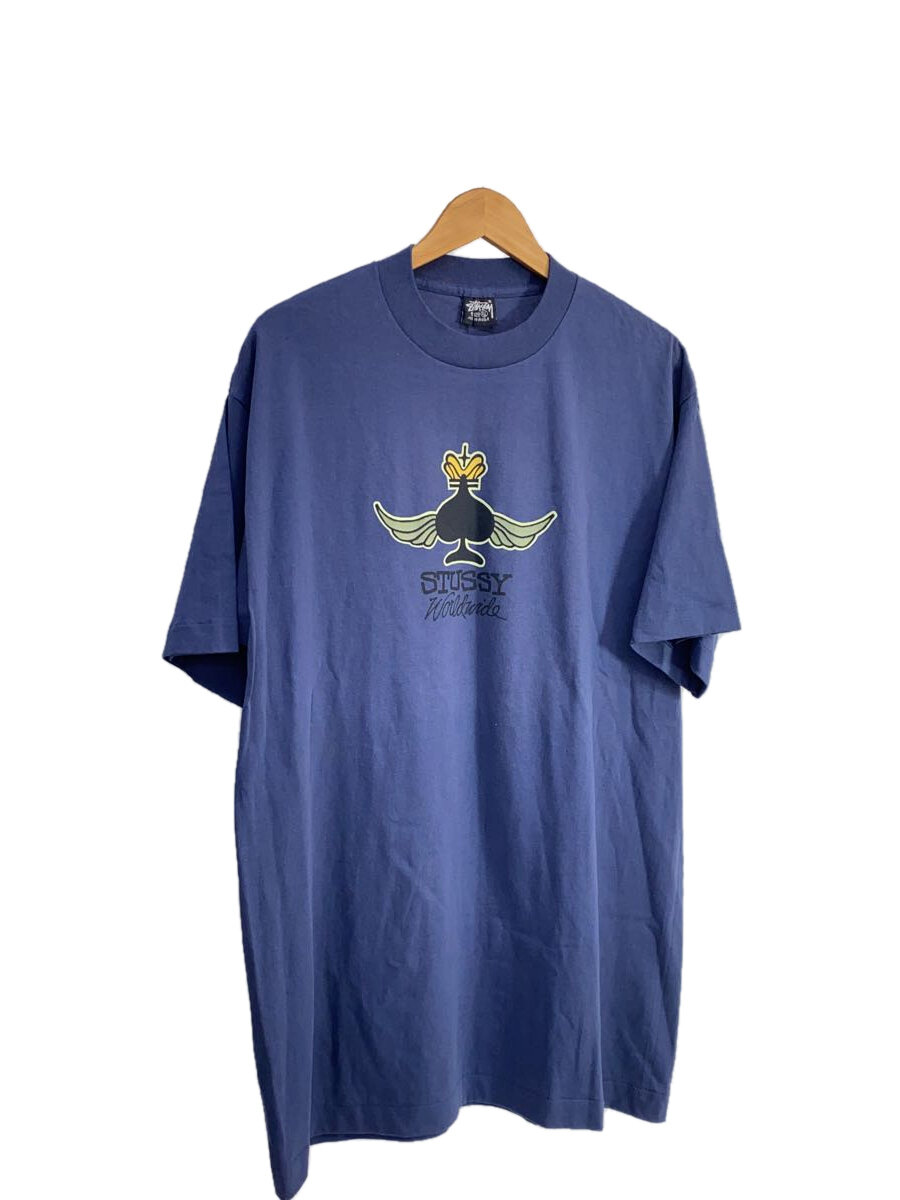 【中古】STUSSY◆80s/OLD STUSSY/usa製/WORLDWIDE/Tシャツ/XL/コットン/NVY【メンズウェア】