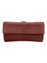 【中古】BOTTEGA VENETA◆長財布/レザー/PNK/無地/レディース【服飾雑貨他】
