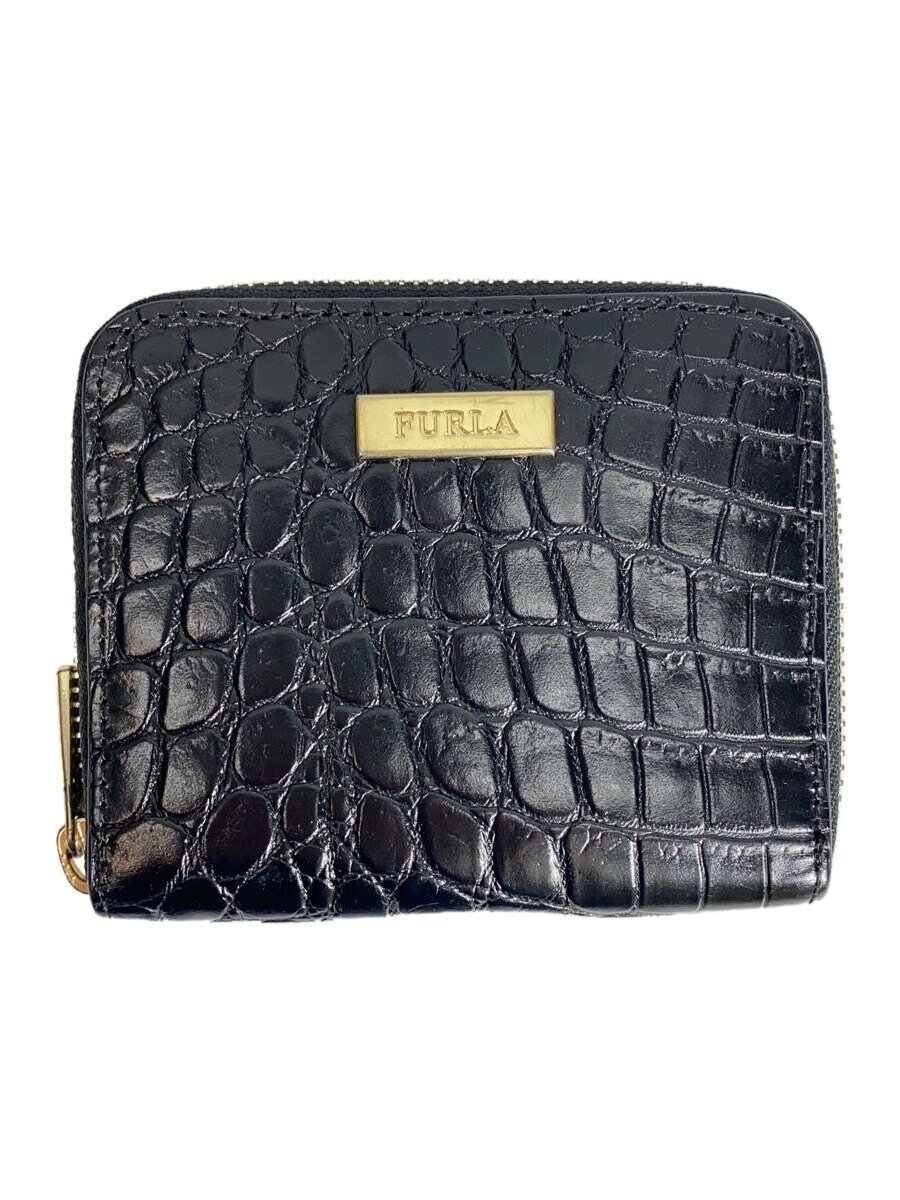 【中古】FURLA◆2つ折り財布/PVC/BLK/レディース【服飾雑貨他】