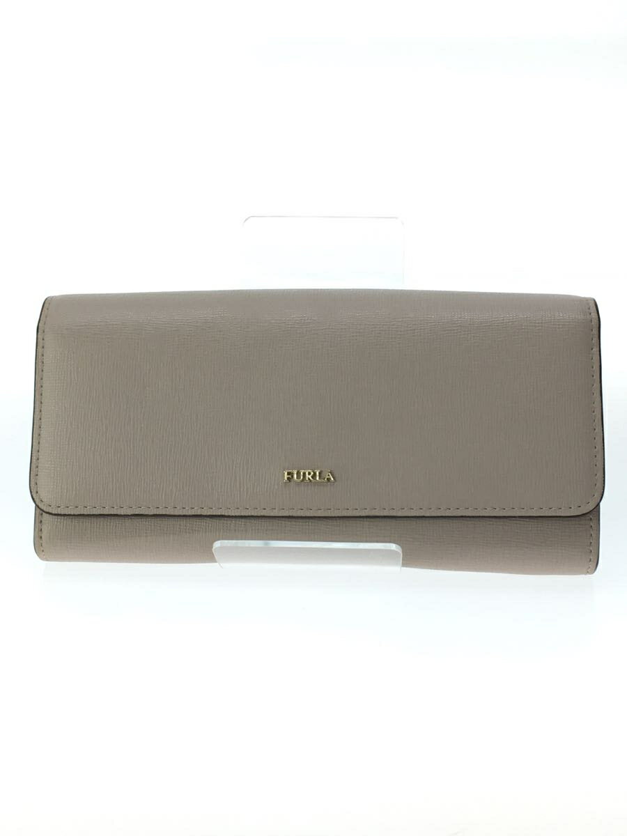 【中古】FURLA◆長財布/レザー/BEG/無