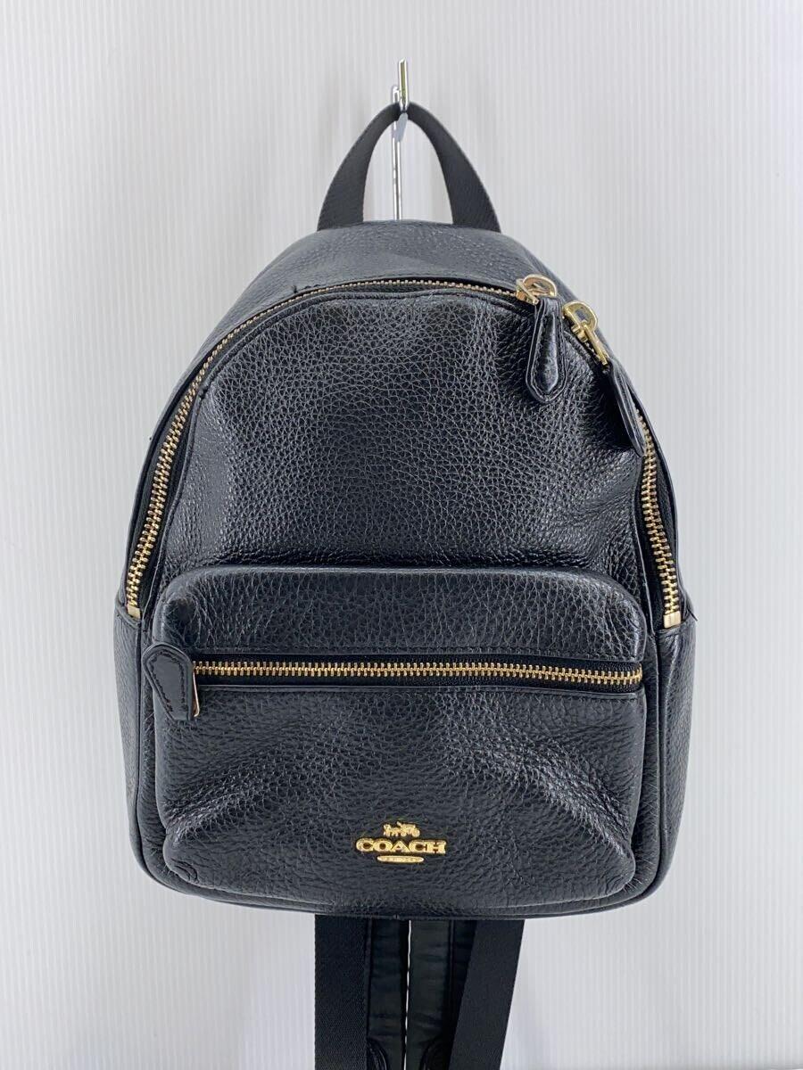 【中古】COACH◆ミニリュック/バックパック/ミニチャーリー/レザー/BLK/F28995【バッグ】