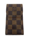 【中古】LOUIS VUITTON◆エテュイ・シガレット_ダミエ・エベヌ_BRW/レザー/BRW/メンズ【服飾雑貨他】