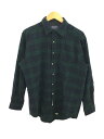 【中古】PENDLETON◆70s/毛羽立ち/ブラックウォッチ/長袖シャツ/L/ウール/GRN/チェック【メンズウェア】