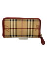 【中古】BURBERRY◆ラウンドファスナー長財布/ノバチェック/PVC/BEG/レディース【服飾雑貨他】