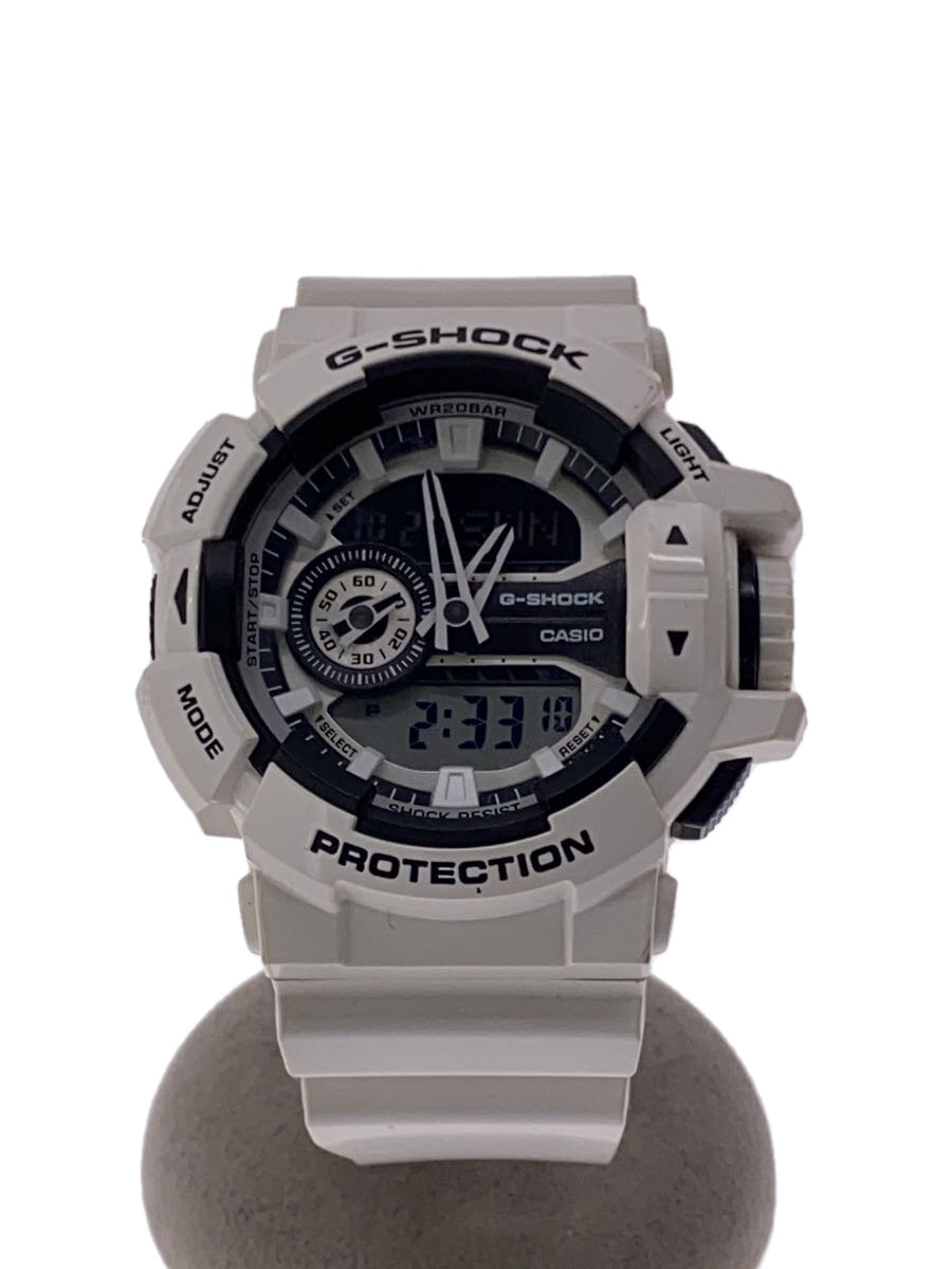 【中古】CASIO◆クォーツ腕時計・G-SHOCK/デジアナ/ラバー/WHT/GA-400-7AJF【服飾雑貨他】