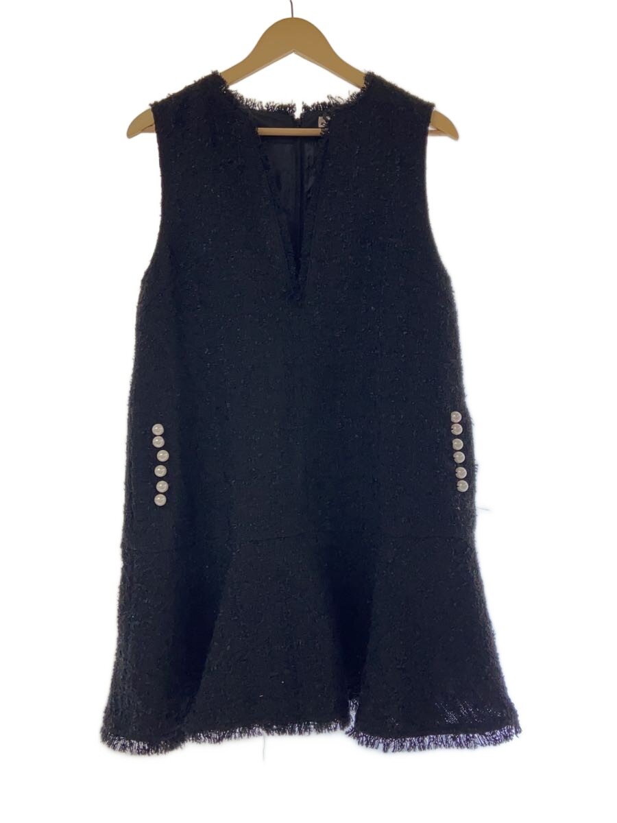 【中古】Apuweiser-riche◆半袖ワンピース/2/ポリエステル/BLK/無地/22468152【レディースウェア】