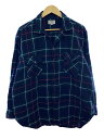 【中古】50s~60s/TOOKE viyella/オープンカラーシャツ/17.5/ウール/NVY/チェック【メンズウェア】(4)