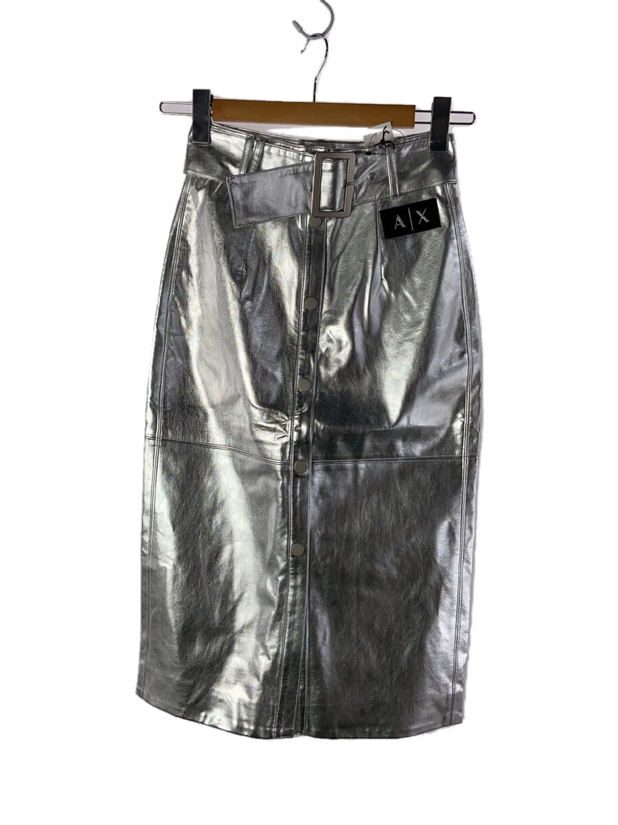 【中古】ARMANI EXCHANGE◆ロングスカート/--/ポリエステル/SLV/6LYN14 YNVXZ/メタリック/モミレ丈【レディースウェア】