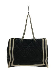 【中古】CHANEL◆トートバッグ/レザー/BLK/無地【バッグ】