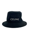 【中古】CELINE◆バケットハット/XL/コットン/BLK/メンズ/2AUO4968P.38UB/フロントロゴ刺繍【服飾雑貨他】