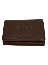 【中古】CHANEL◆キーケース/レザー/BRW/レディース【服飾雑貨他】