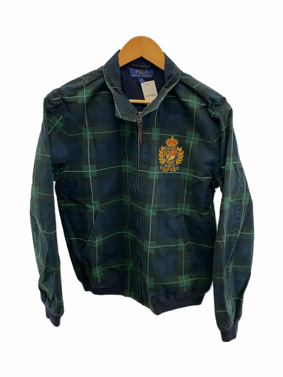 【中古】POLO RALPH LAUREN◆ブルゾン/S/コットン/NVY/チェック【メンズウェア】