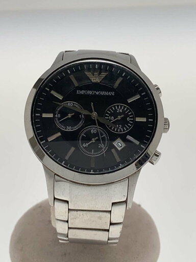 【中古】EMPORIO ARMANI◆クォーツ腕時計/アナログ/ステンレス/BLK/SLV/AR-2434【服飾雑貨他】 【中古】EMPORIO ARMANI◆クォーツ腕時計/アナログ/ステンレス/BLK/SLV/AR-2434【服飾雑貨他】