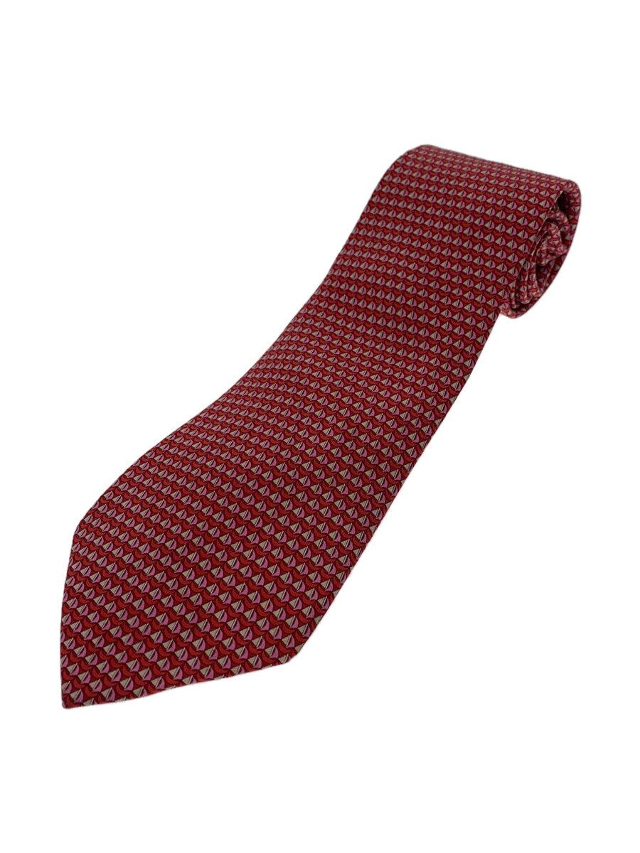 FERRAGAMO - 【中古】Salvatore Ferragamo◆ネクタイ/シルク/RED/総柄/メンズ【服飾雑貨他】