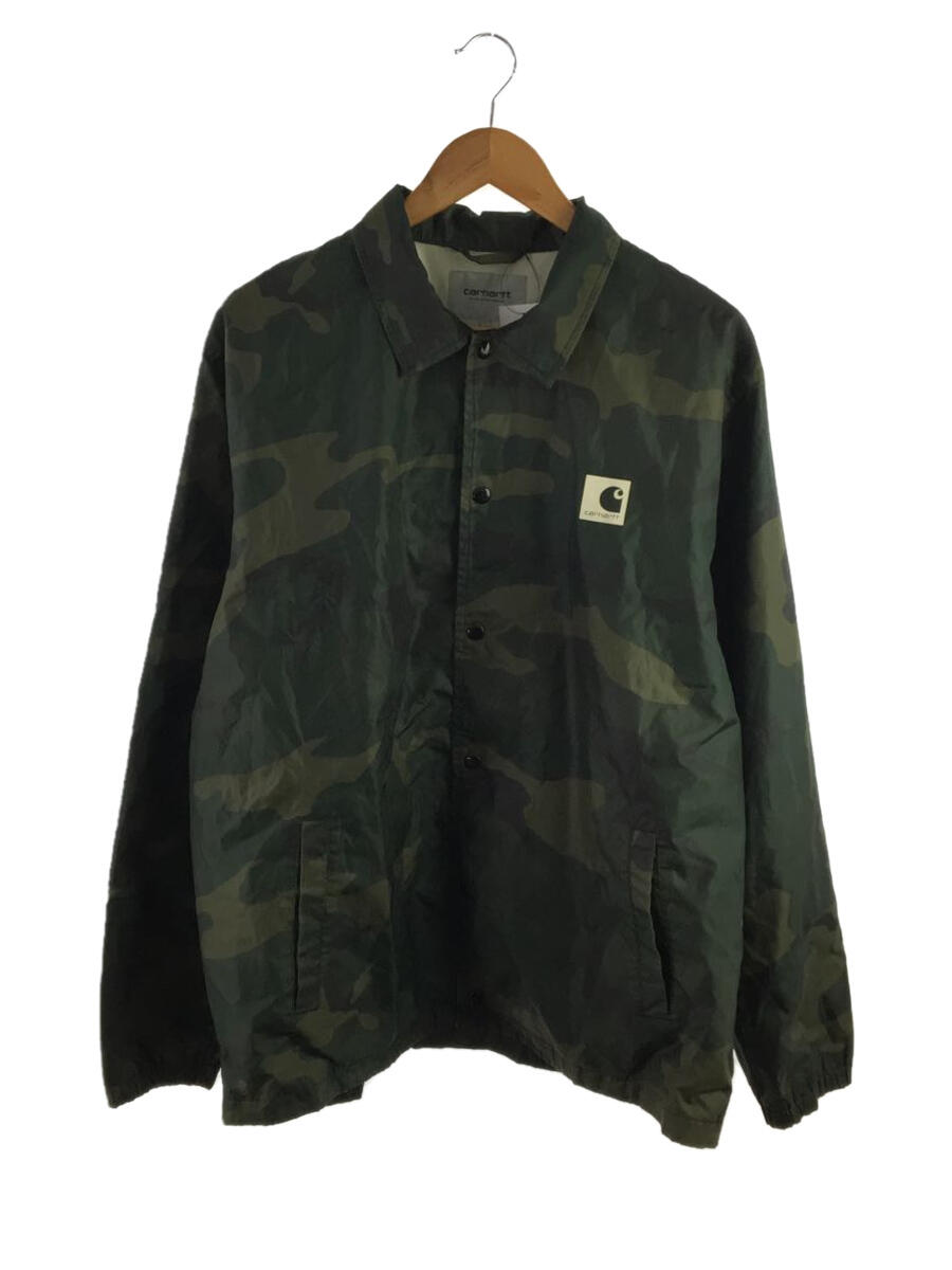 【中古】Carhartt◆ジャケット/XL/ポリエステル/KHK/カモフラ/sports coach jacket/しわあり【メンズウェア】