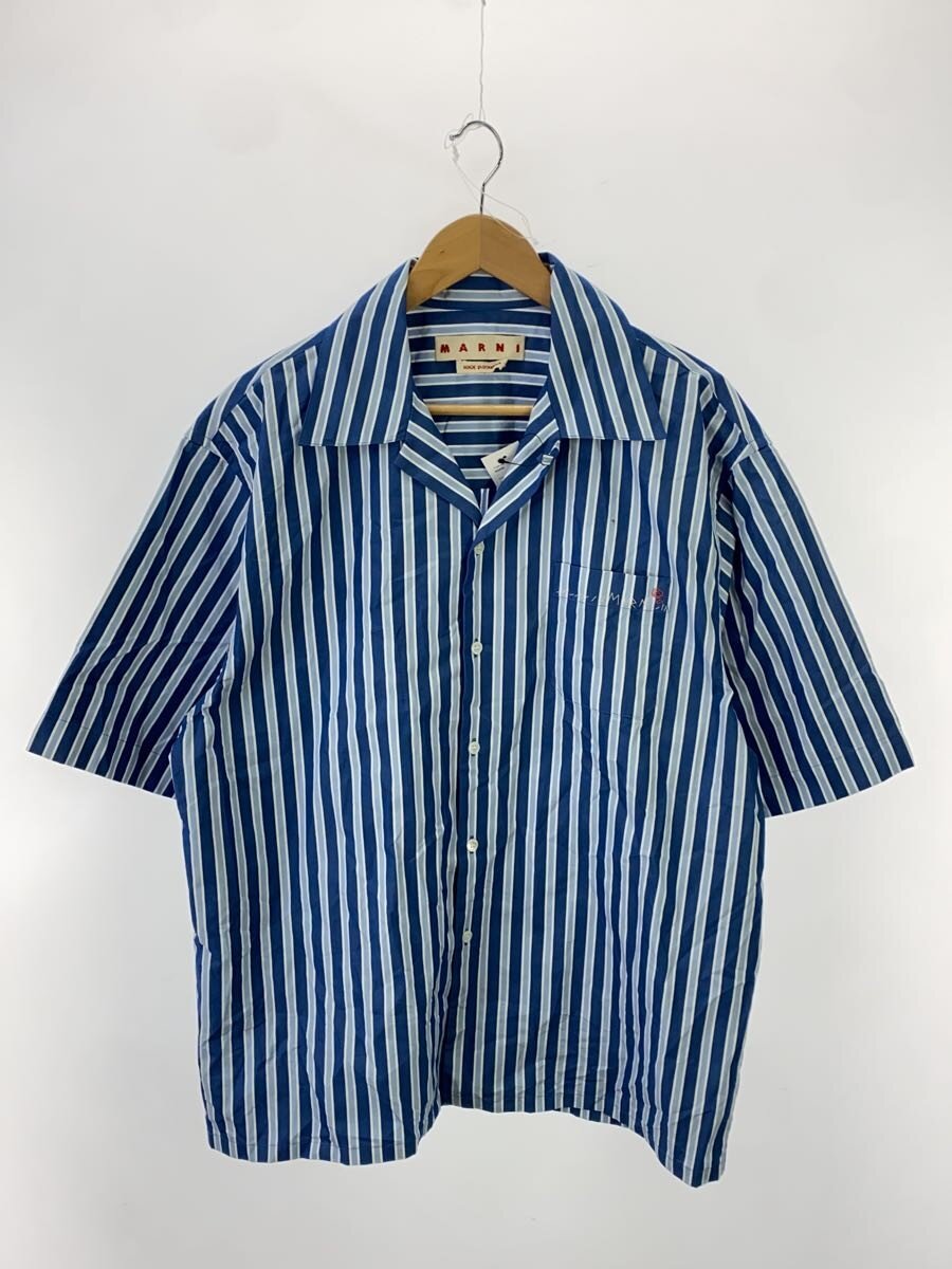 【中古】MARNI◆半袖シャツ/50/コットン/BLU/ストライプ/CUMU0213S4-UTC336【メンズウェア】