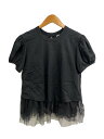 【中古】noir kei ninomiya◆綿ポンチ×ナイロンチュールTシャツ/S/コットン/BLK/3M-T002【レディースウェア】(4)