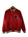 【中古】Champion◆ブルゾン/L/ポリエステル/RED/無地/C3-E614【メンズウェア】