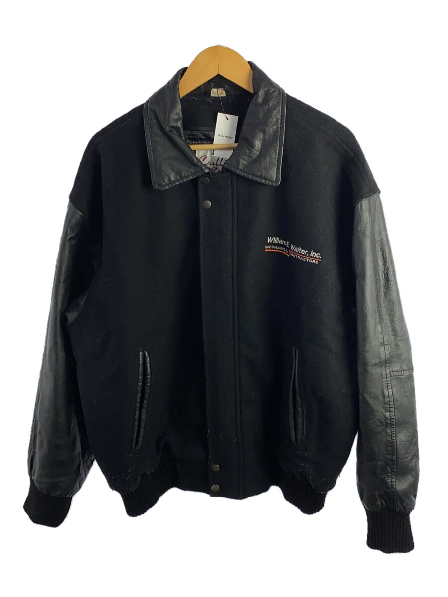 【中古】スタジャン/L/ウール/ブラック/本革【メンズウェア】