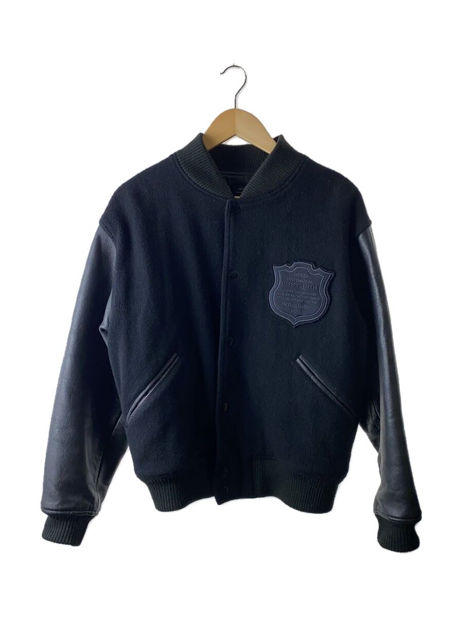 【中古】MEN’S BIGI◆JUST BIGI/スタジャン/M/牛革/BLK/レザー切替【メンズウェア】