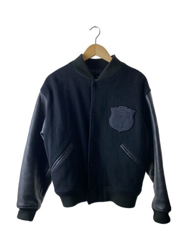 【中古】MEN’S BIGI◆JUST BIGI/スタジャン/M/牛革/BLK/レザー切替【メンズウェア】