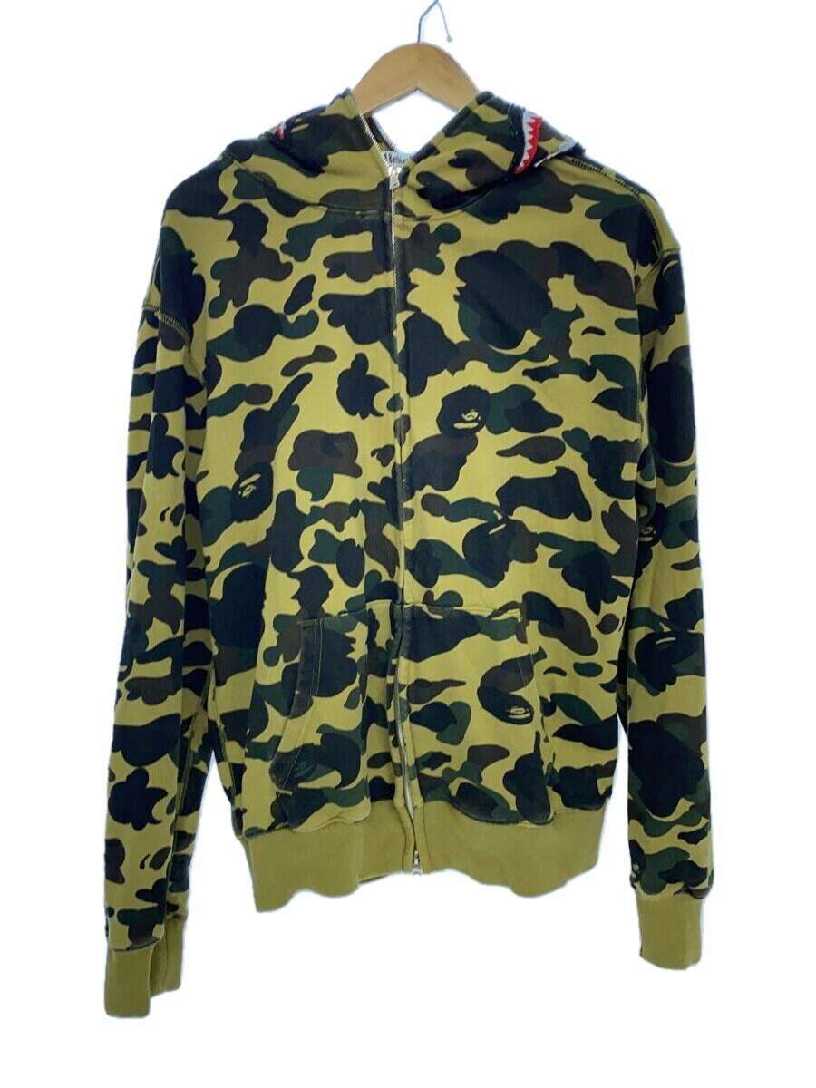 【中古】A BATHING APE◆1st CAMO SHARK FULL ZIP HOODIE/XXL/コットン/KHK/カモフラ【メンズウェア】