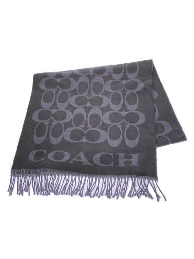 【中古】COACH◆マフラー/ウール/GRY/総柄/レディース【服飾雑貨他】 【中古】COACH◆マフラー/ウール/GRY/総柄/レディース【服飾雑貨他】