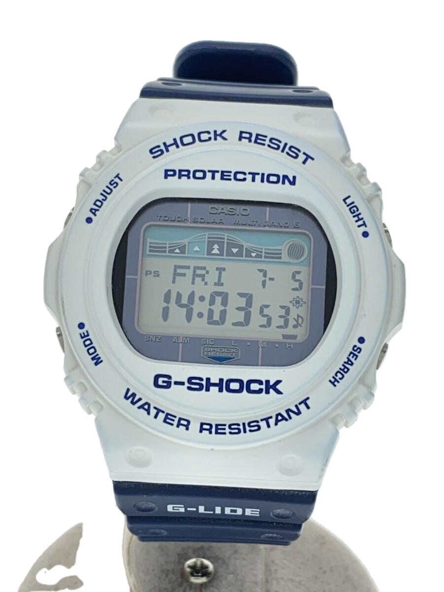 【中古】CASIO◆ソーラー腕時計・G-SHOCK/デジタル/ラバー/GRY/BLU/SS【服飾雑貨他】