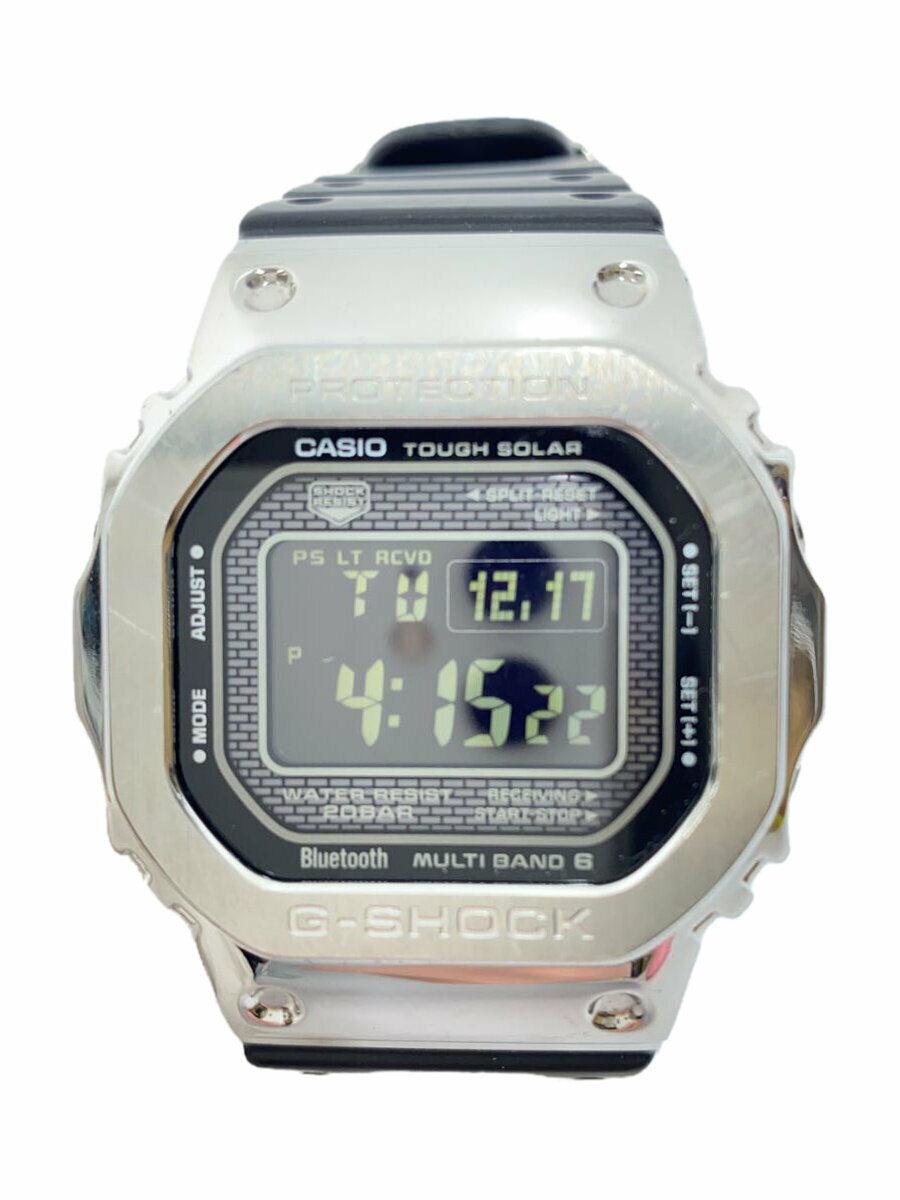 【中古】CASIO◆ソーラー腕時計・G-SHOCK/デジタル/ラバー/SLV/BLK【服飾雑貨他】