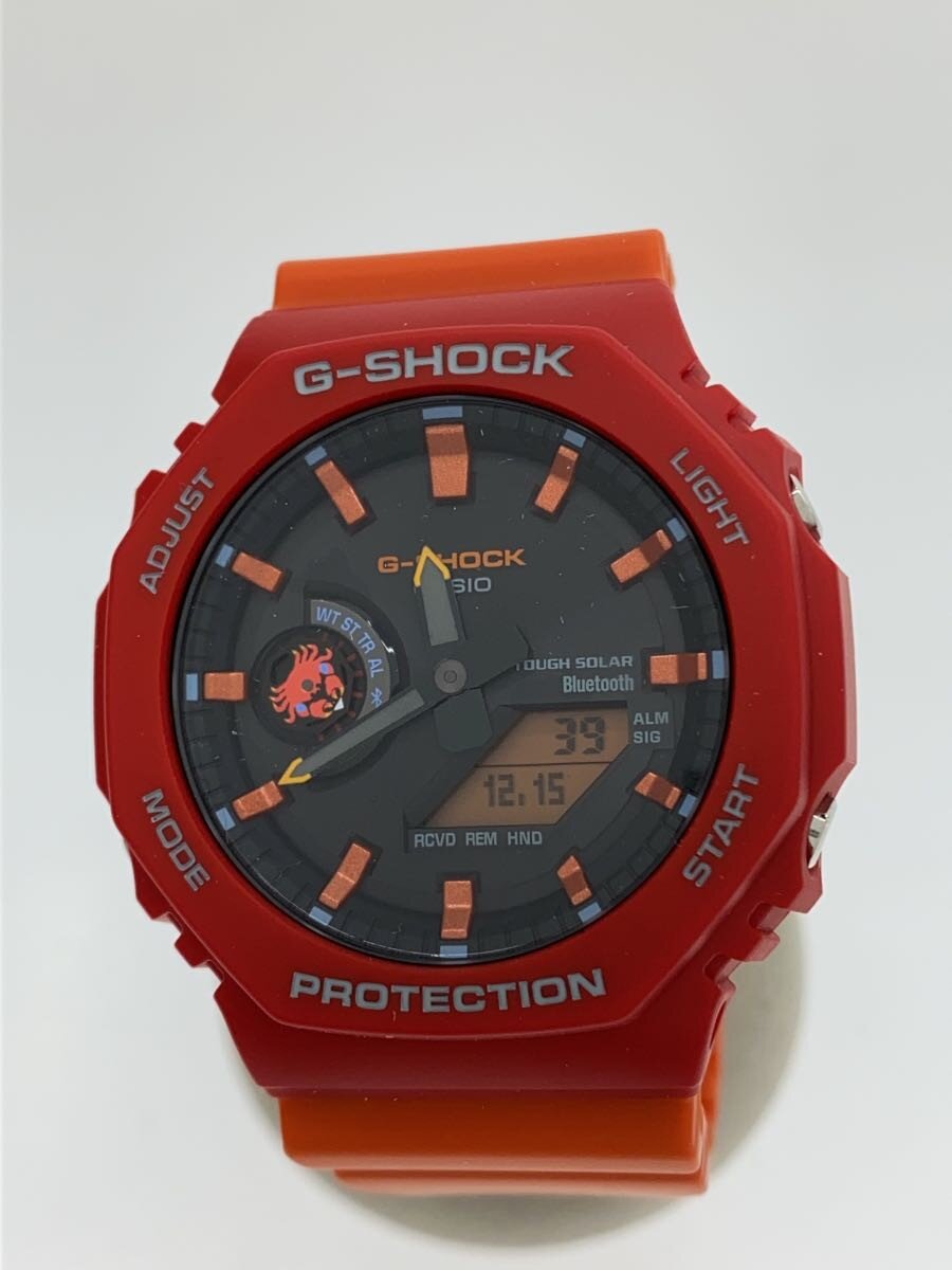 【中古】CASIO◆ソーラー腕時計_G-SHOCK/デジアナ/BLK/ORN//【服飾雑貨他】