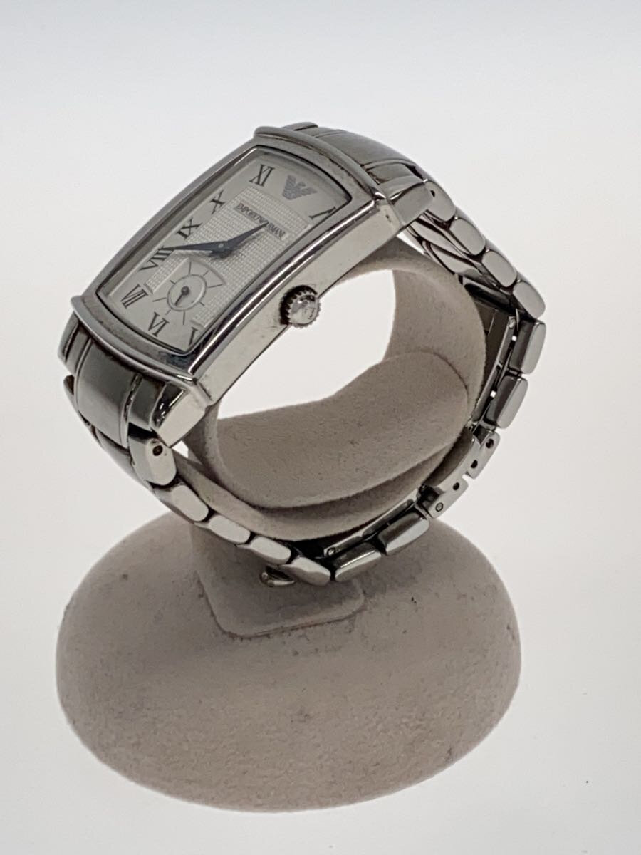 【中古】EMPORIO ARMANI◆腕時計/アナログ/ステンレス/WHT/SLV/AR-0243【服飾雑貨他】