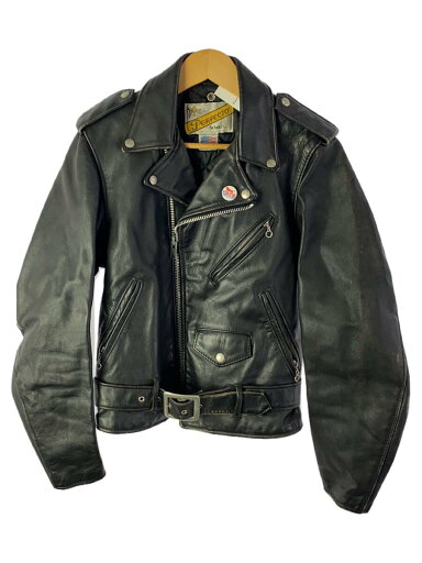 【中古】Schott◆80s~90s/バイカータグ/ダブルライダースジャケット/34/レザー/BLK/無地【メンズウェア】 【中古】Schott◆80s~90s/バイカータグ/ダブルライダースジャケット/34/レザー/BLK/無地【メンズウェア】