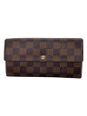 【中古】LOUIS VUITTON◆1)ポルト・フォイユ・サラ_ダミエ・エベヌ_BRW/PVC/BRW/レディース【服飾雑貨他】