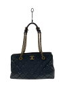 【中古】CHANEL◆マトラッセ/チェーンショルダーバッグ/レザー/NVY/ゴールド金具【バッグ】