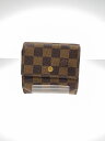 【中古】LOUIS VUITTON◆2つ折り財布/レザー/ブラウン/メンズ/使用感有【服飾雑貨他】